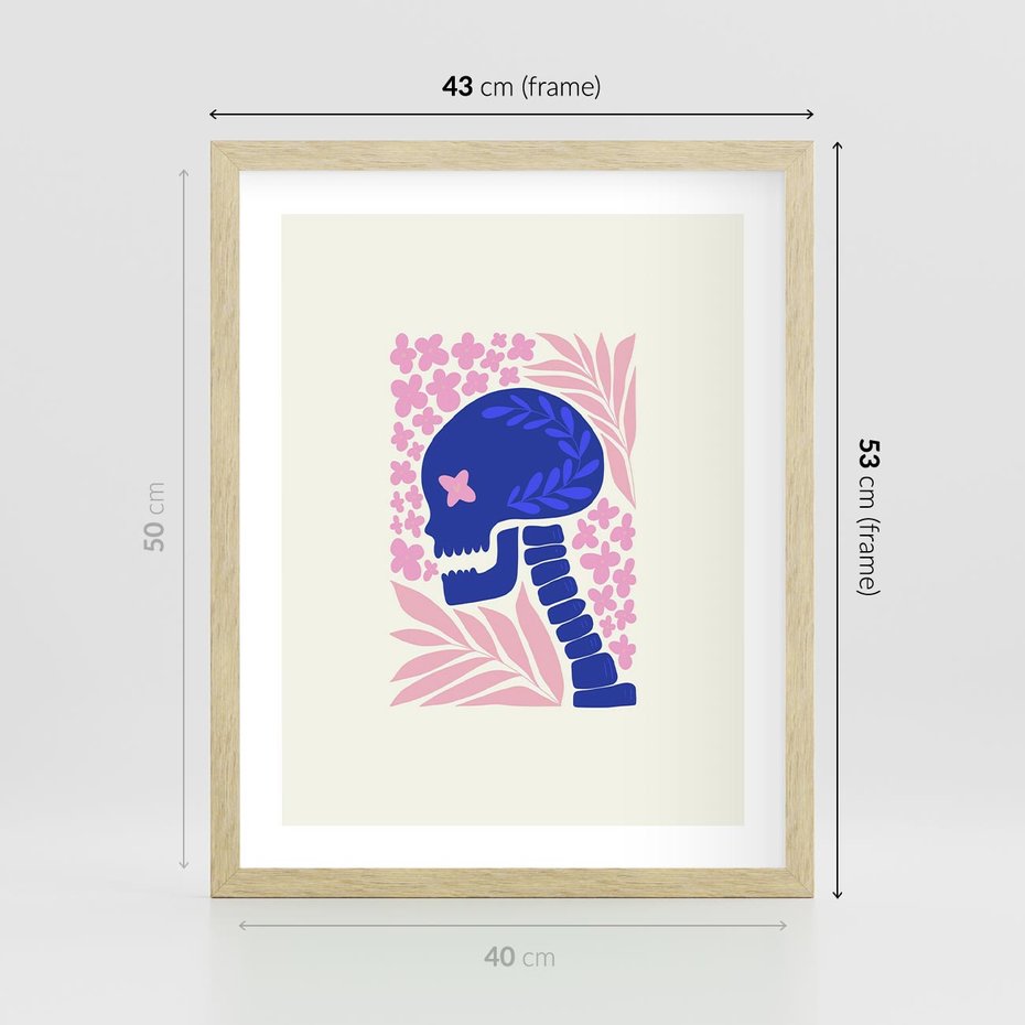Plakat w ramie 40x50 - Żart z Czaszką - abstrakcja, sztuka nowoczesna - rama drewno