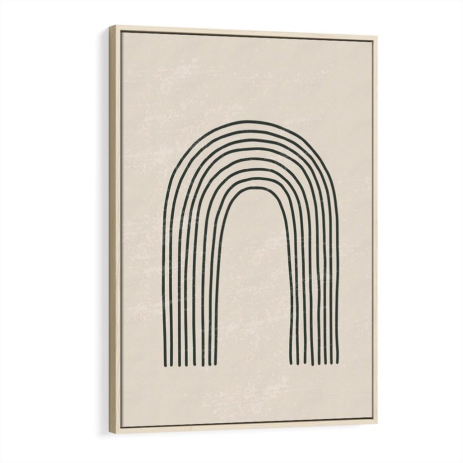 Obraz w ramie 70x100 - Intrygujące Zagięcia - boho plakat, czarna tęcza - rama drewno