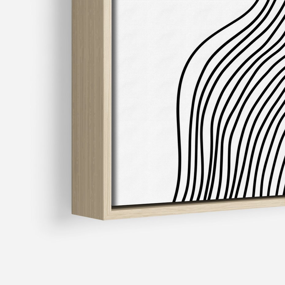 Obraz w ramie 80x120 - Refrakcje Przestrzeni - mnimalistyczna forma, czarne linie - rama drewno