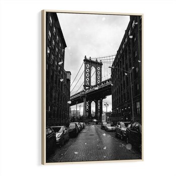 Obraz w ramie 70x100 - Ikona Miasta - Nowy Jork, most - rama drewno