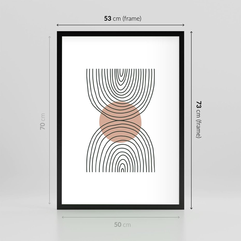 Plakat w ramie 50x70 - Przenikające Widzenia - półkola, koło - rama czarna