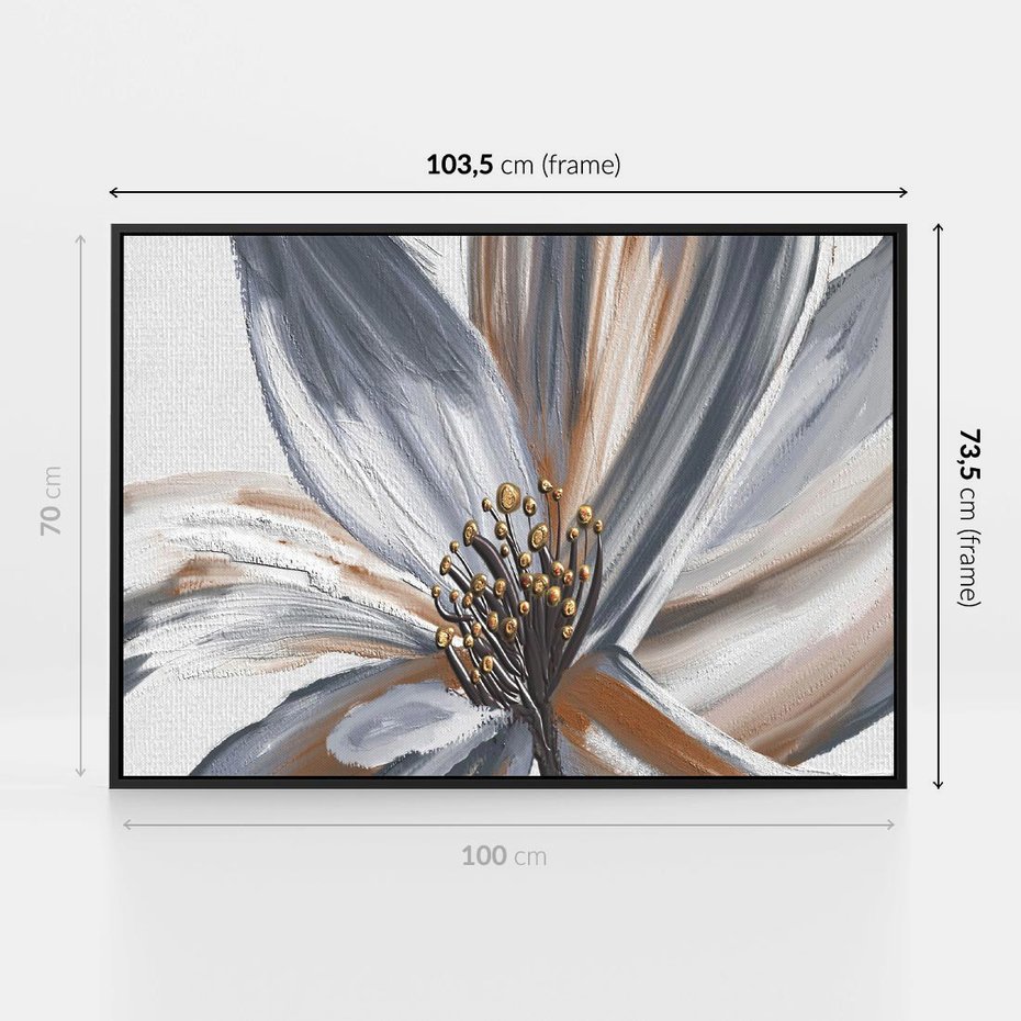 Obraz w ramie 100x70 - Olejne kwiaty - wyraz emocji - kwiaty, malowane - rama czarna