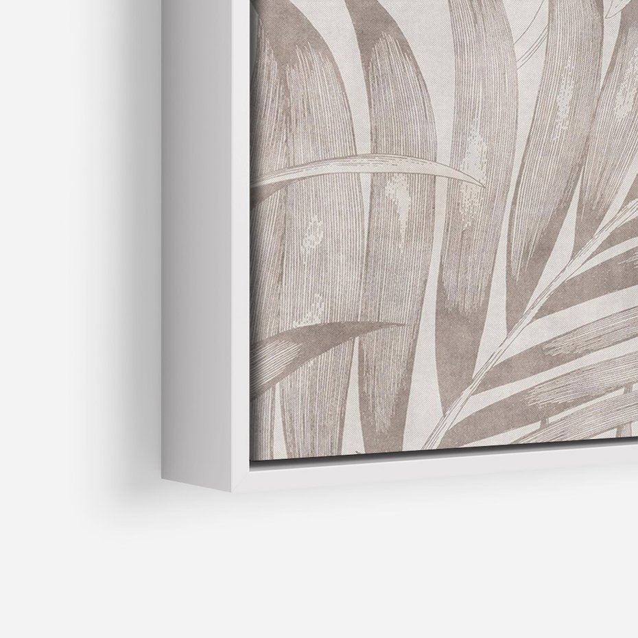 Obraz w ramie 50x70 - Odsłonięte liściowe wspomnienia - monochromatyczne, kolory sepii - rama biała