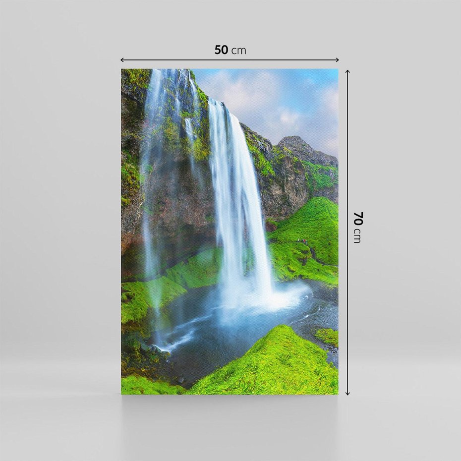 Obraz na płótnie 50x70 - majestat górskiego krajobrazu - wodospad, góry