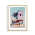 Plakat w ramie 30x40 - Miami Beach - plaża miami, domek ratownika - rama drewno