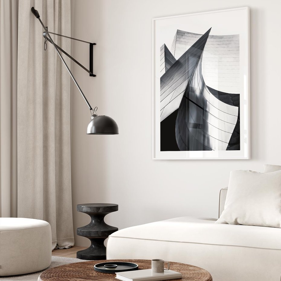 Plakat w ramie 50x70 - Miasto Współczesności - architektura, nowoczesne budynki - rama biała