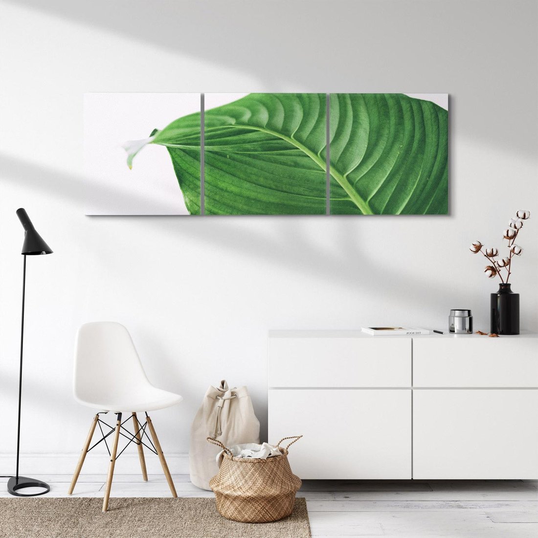 Obraz na płótnie 90x30 - Zielone liście monstery - liście, monstera