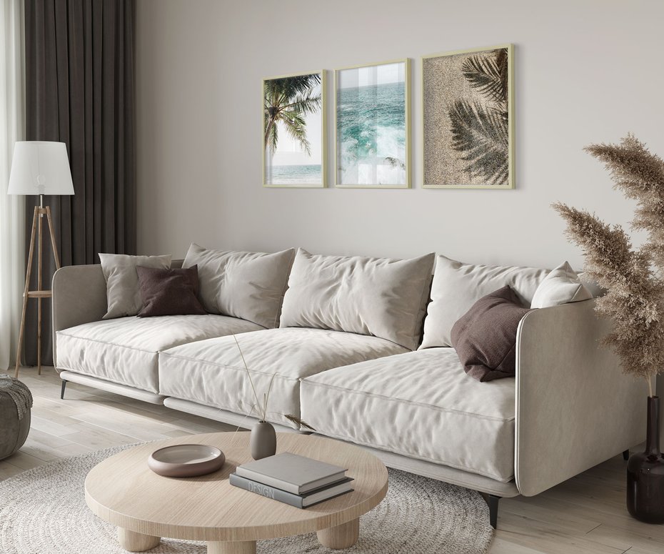 Zestaw obrazy w ramie 50x70 galeria - Plaża, palmy, lato, wakacje - rama drewno