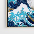 Obraz w ramie 80x80 - Wzburzone Morze - wielka fala w kaganawie, Hokusai - rama drewno
