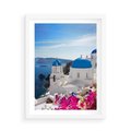 Plakat w ramie 50x70 - Perspektywa na Santorini - Santorini, perspektywa - rama biała