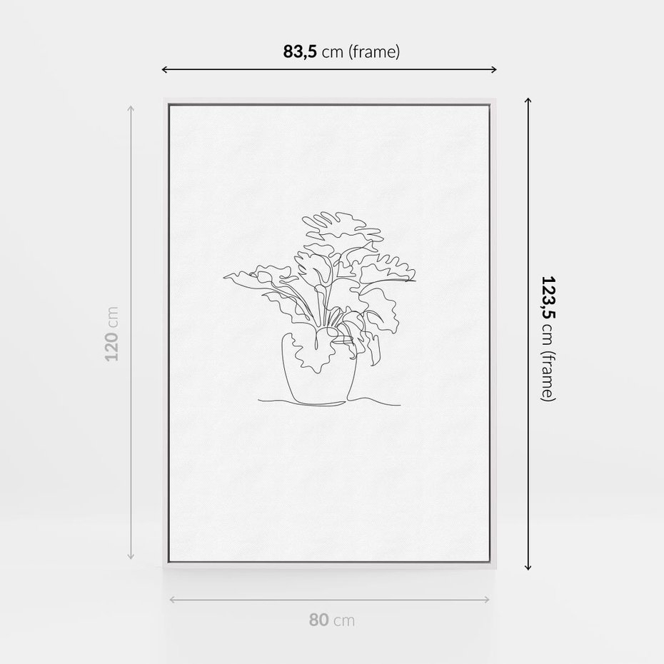 Obraz w ramie 80x120 - Rozkwitające Formy - szkic, minimalizm - rama biała