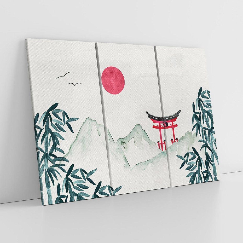 Obraz na płótnie 120x80 - Słońce nad Górami - japoński krajobraz, góry