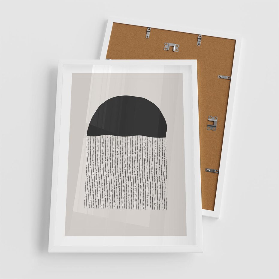 Plakat w ramie 50x70 - Wewnętrzne Widzenia - abstrakcyjna kompozycja, półkole - rama biała