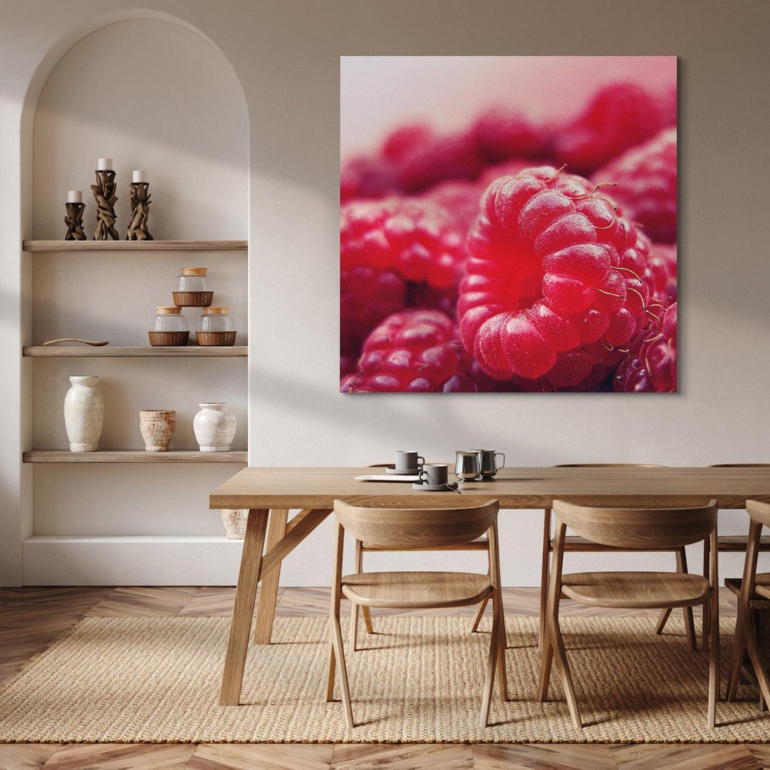 Obraz na płótnie 40x40 - Maliny Soczysta Eksplozja - maliny, owoce