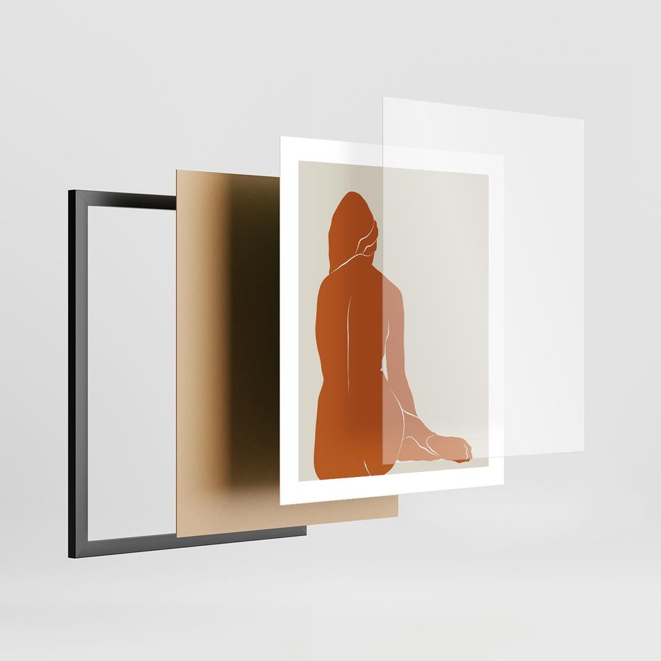 Plakat w ramie 40x50 - Kobieca Sylwetka w Stylu Modernistycznym - modernistyczny pakat, kobieca sylwetka - rama czarna