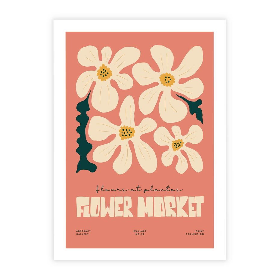 Plakat bez ramy 40x50 - Szkicowane Kolorowe Uczucia - kwiatowa kompozycja, minimalizm