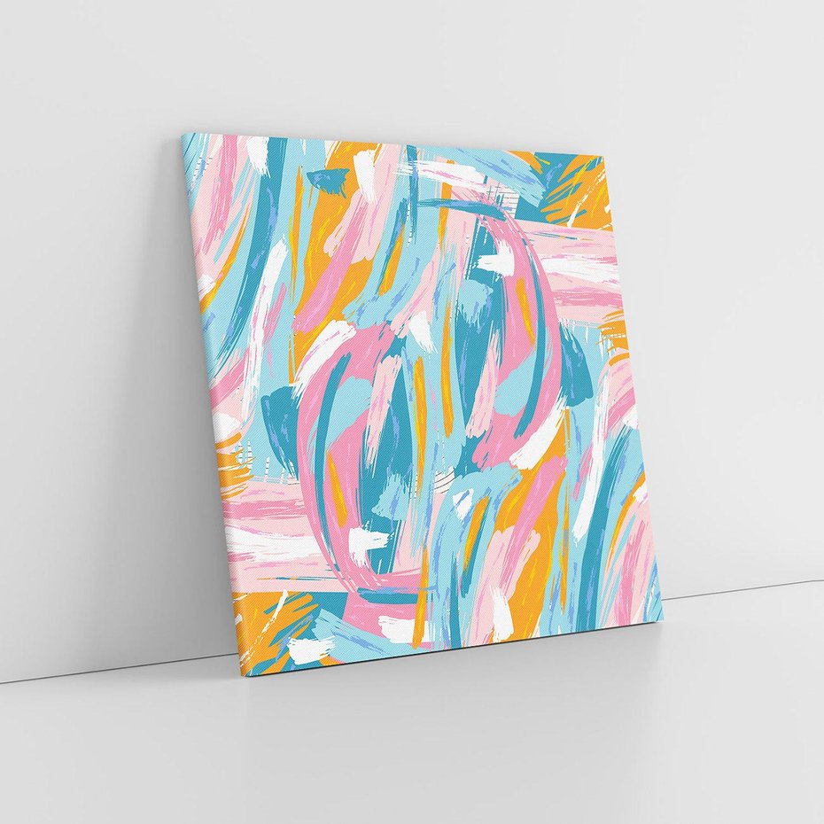 Obraz na płótnie 80x80 - Refleksje w krainie abstrakcji - abstrakcja, energiczne pociągnięcia pędzla