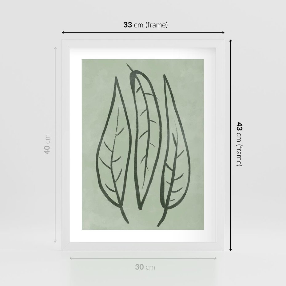 Plakat w ramie 30x40 - Energetyczne Ekspresje Natury - zielony plakat, roślinne motywy - rama biała
