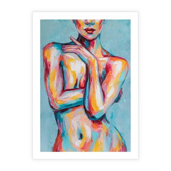Plakat bez ramy 21x30 - Nagie Natchnienie - obraz olejny, naga kobieta