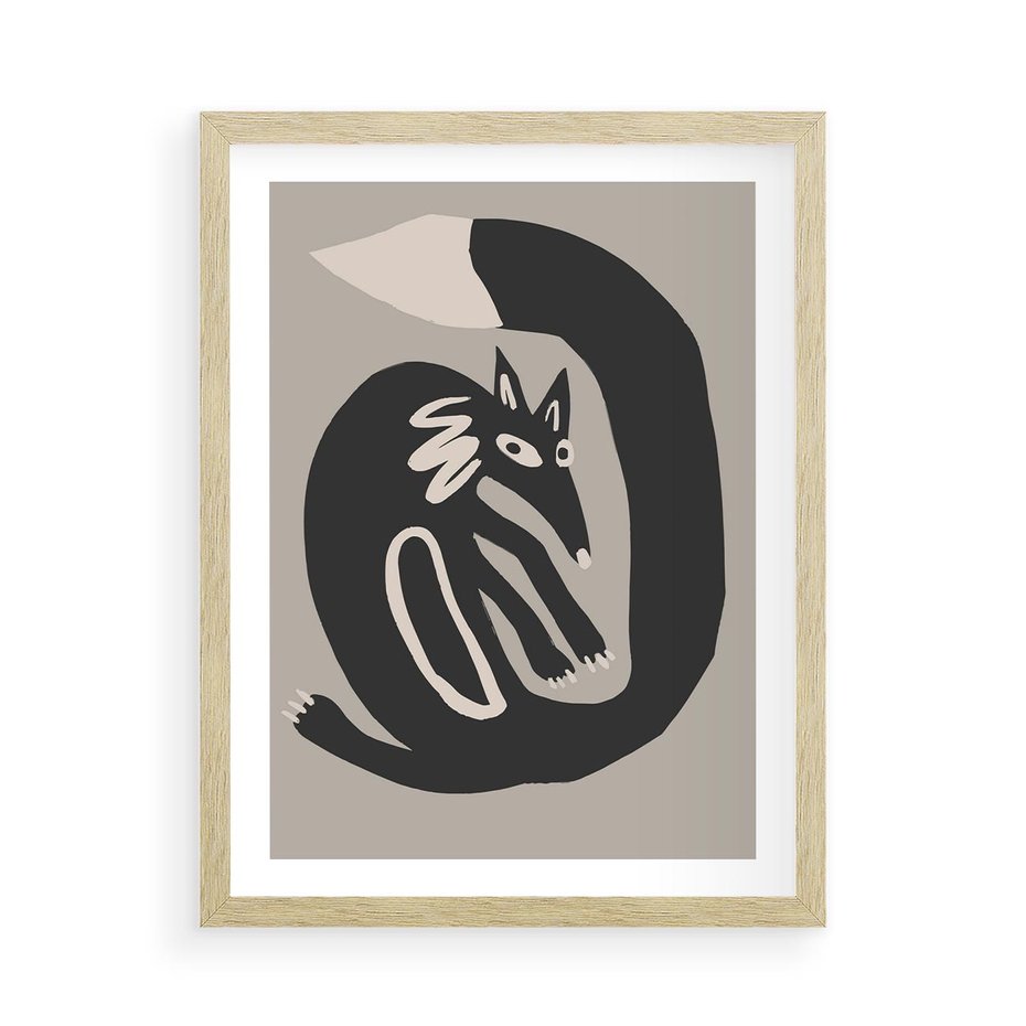 Plakat w ramie 50x70 - Migotliwe Echa Skandynawii - skandynawska sztuka, lis - rama drewno