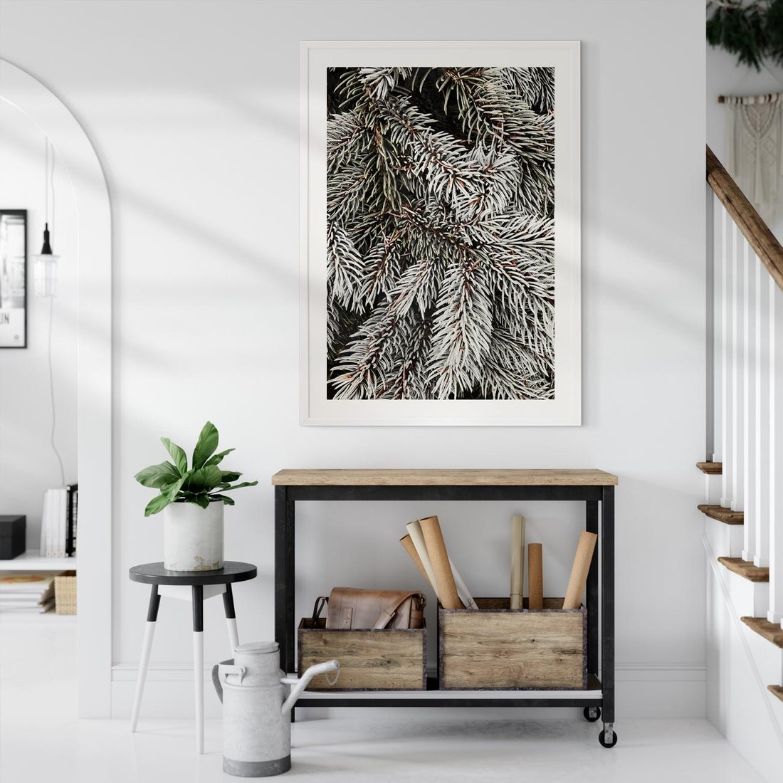 Plakat bez ramy 21x30 - Cisza Zimowej Natury - zima, iglaste gałązki