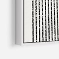 Obraz w ramie 80x120 - Księga Wibracji - abstrakcyjne czarno białe formy, minmalizm - rama biała