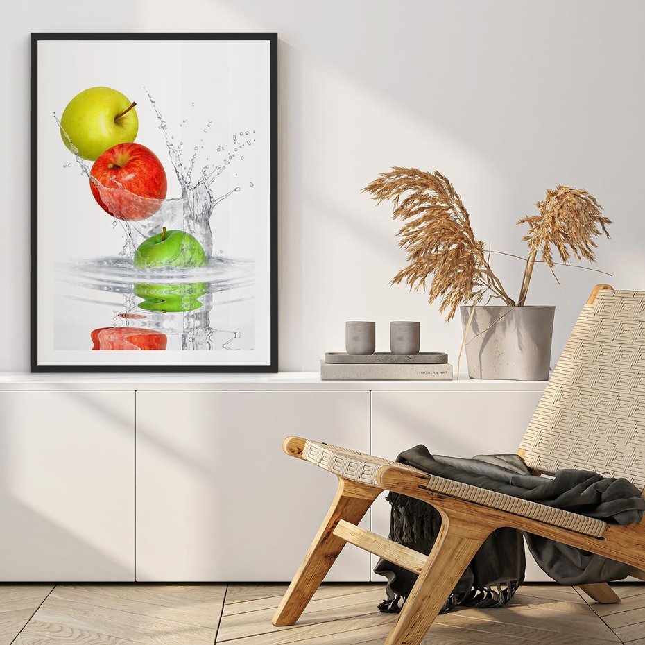 Plakat w ramie 30x40 - Jabłkowa Fantazja - owoce, jabłka - rama czarna