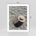 Plakat bez ramy 40x50 - Plażowe Przygotowania - torba plażowa, kapelusz