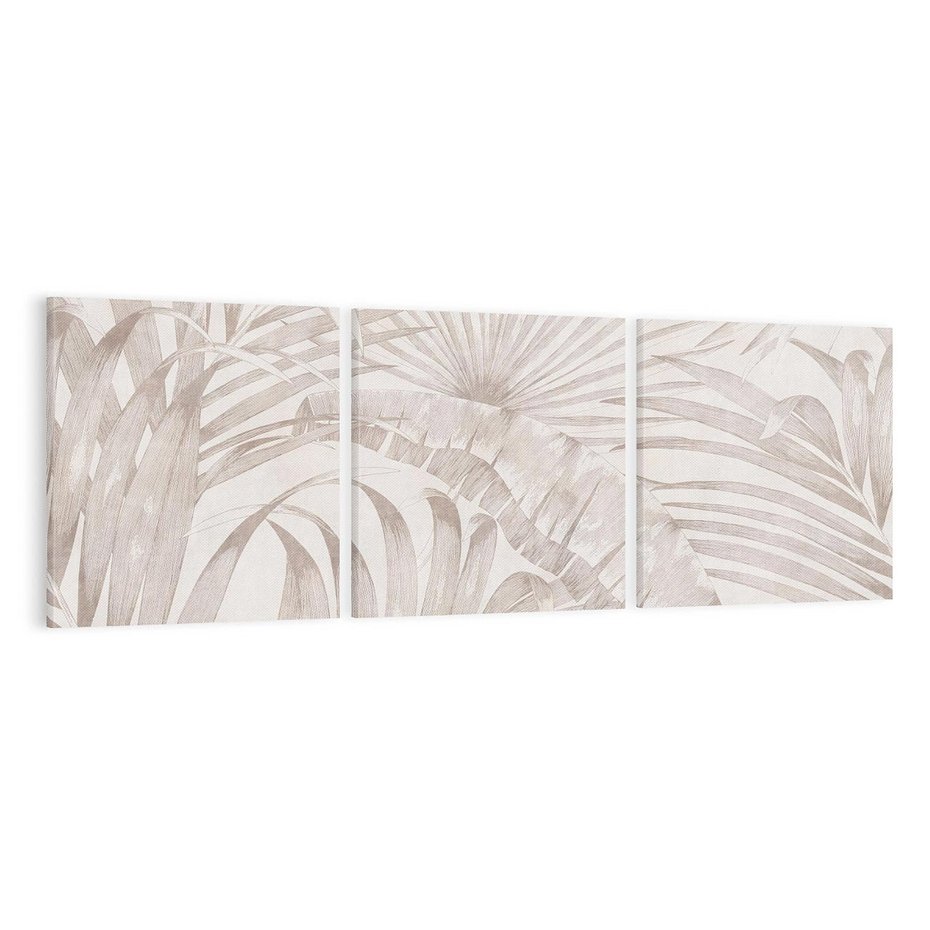 Obraz na płótnie 150x50 - Odsłonięte liściowe wspomnienia - monochromatyczne, kolory sepii