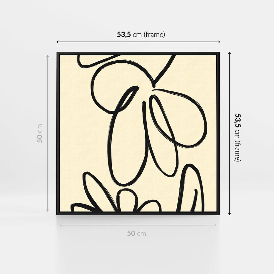 Obraz w ramie 50x50 - Złamane Granice - abstrakcyjna sztuka, przypominająca kwiat - rama czarna