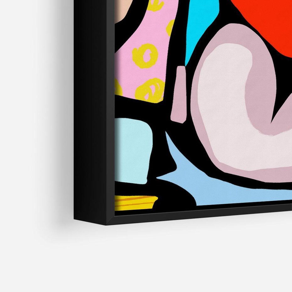 Obraz w ramie 50x50 - Czarny Komiks - abstrakcyjne formy, komiksowy styl - rama czarna