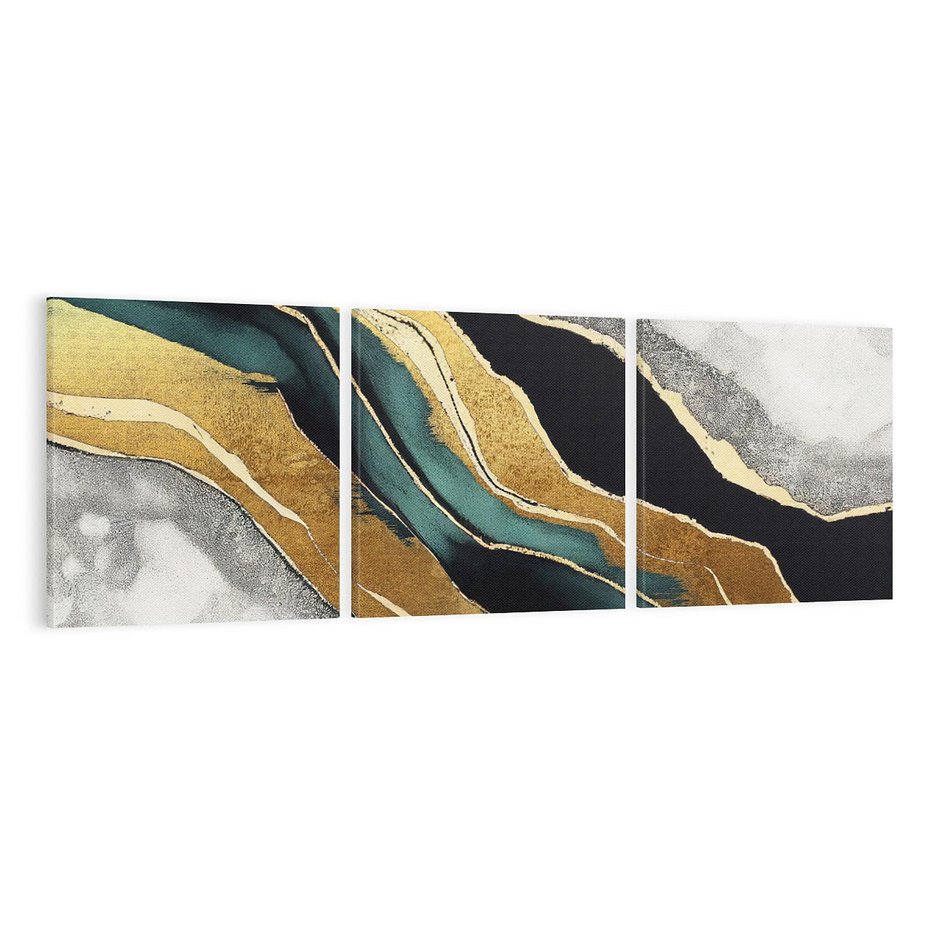 Obraz na płótnie 120x40 - Refrakcje płynącej rzeczywistości - jak marmurowa rzeka, linie złota