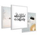 Zestaw obrazy w ramie 50x70 galeria - Podróż, wakacje, samolot, typografia - rama biała