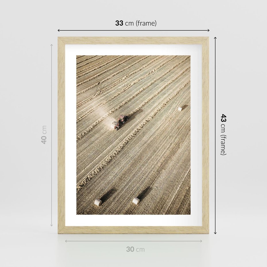 Plakat w ramie 30x40 - Rolnicza Praca - pole, traktor - rama drewno