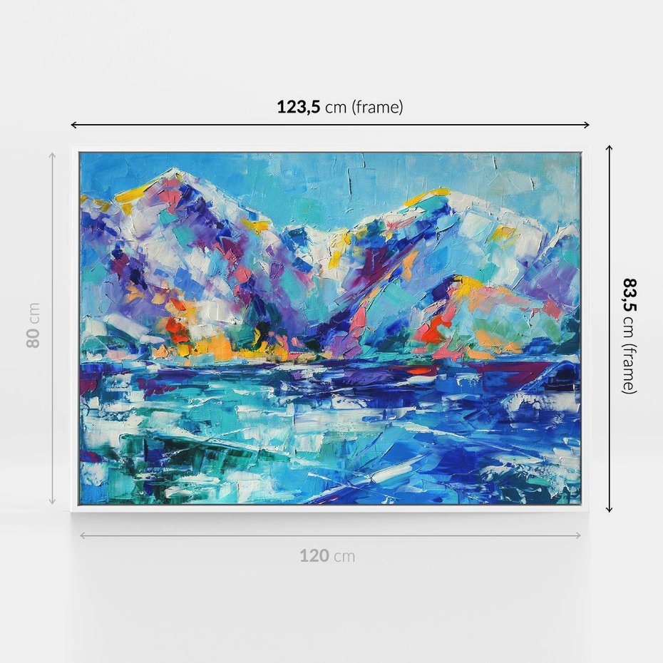 Obraz w ramie 120x80 - Mistyka Górskich Marzeń - abstrakcja, pejzaż gór - rama biała