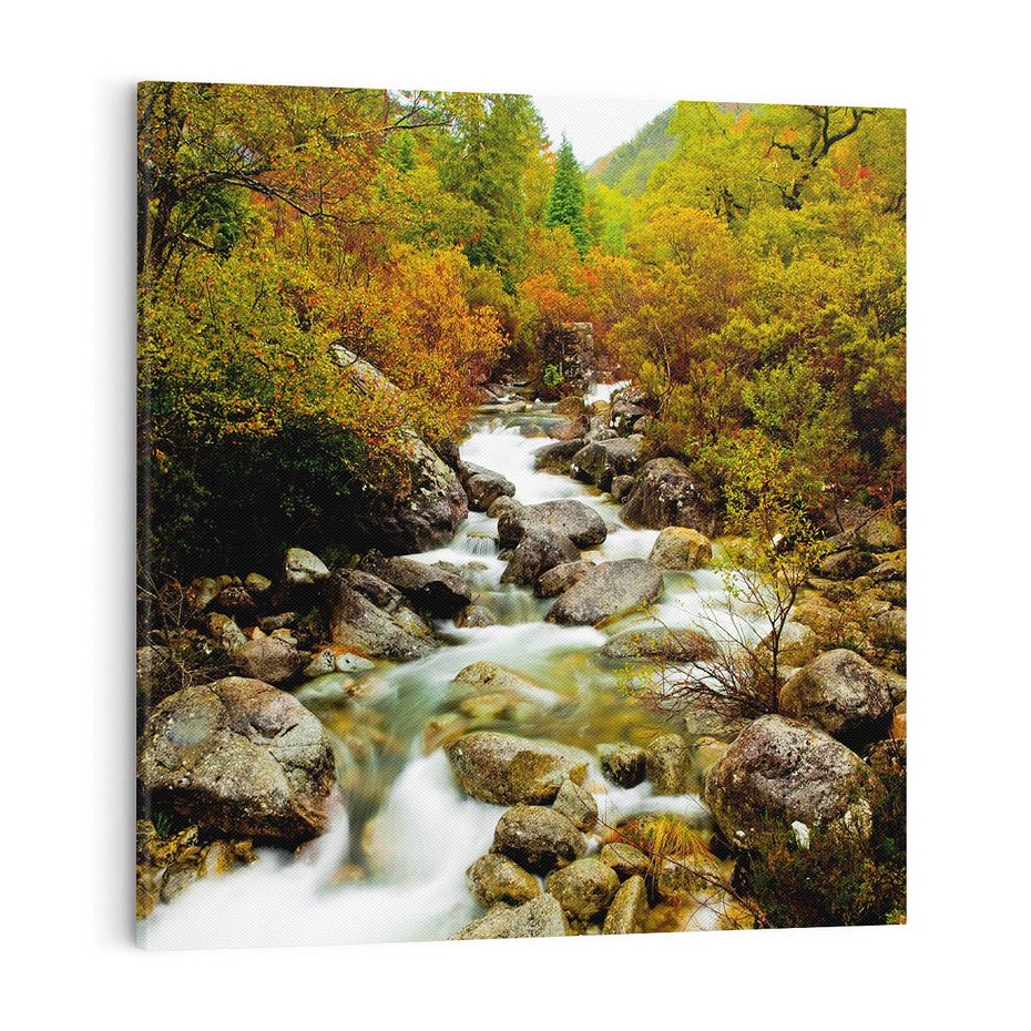 Obraz na płótnie 40x40 - Śpiew Strumienia - strumień, górski