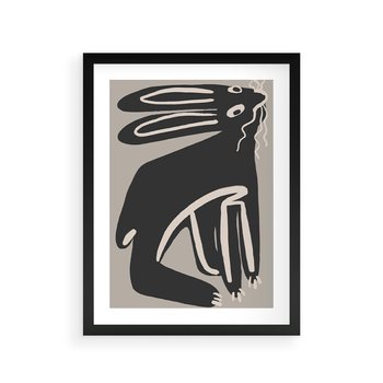 Plakat w ramie 30x40 - Konturujące Struktury - skandynawska sztuka, królik - rama czarna