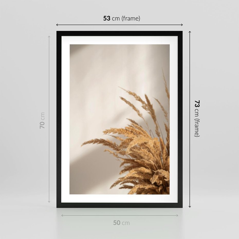 Plakat w ramie 50x70 - Swobodne trawy boho - boho, suche - rama czarna