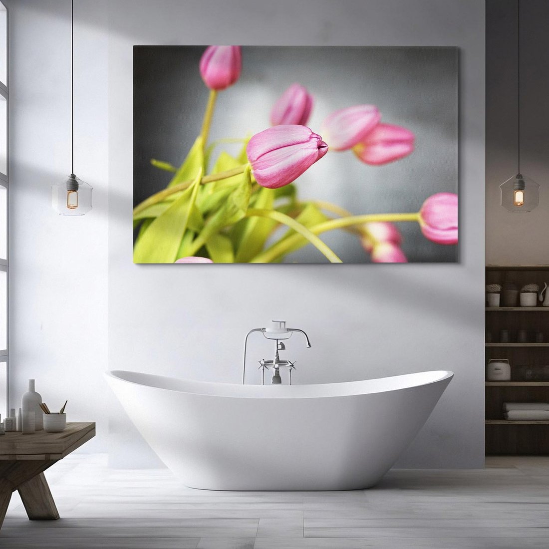 Obraz na płótnie 100x70 - Tulipanowy urok - tulipany, kwiat