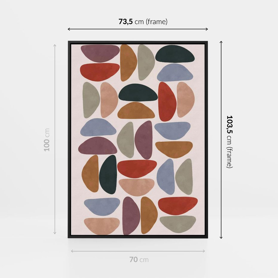 Obraz w ramie 70x100 - Kolorowe Echo Boho - abstrakcyjny obraz, geometryczna kompozycja - rama czarna