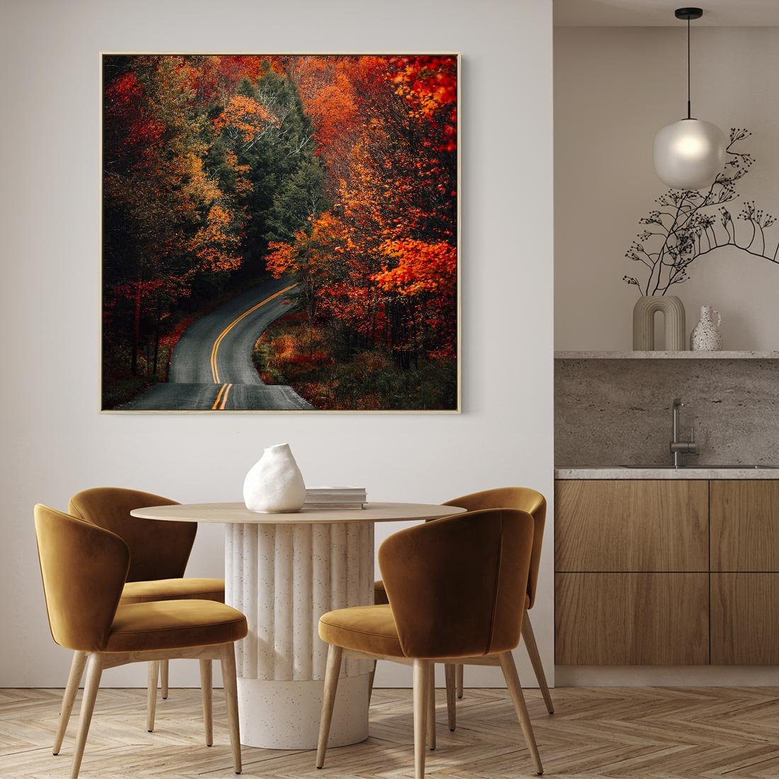 Obraz w ramie 50x50 - Jesienne Podróżowanie - fotografia, jesień - rama drewno