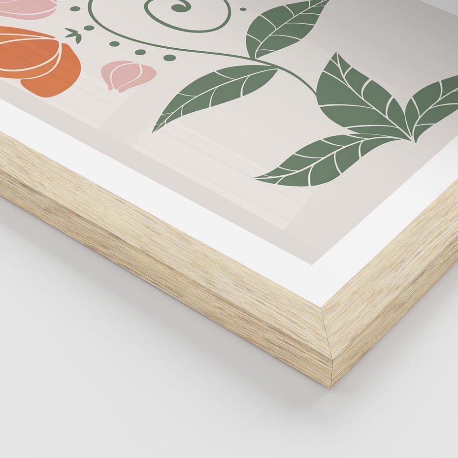 Plakat w ramie 30x40 - Migocące Kształty Kwiatów - kwiaty polne, plakat - rama drewno