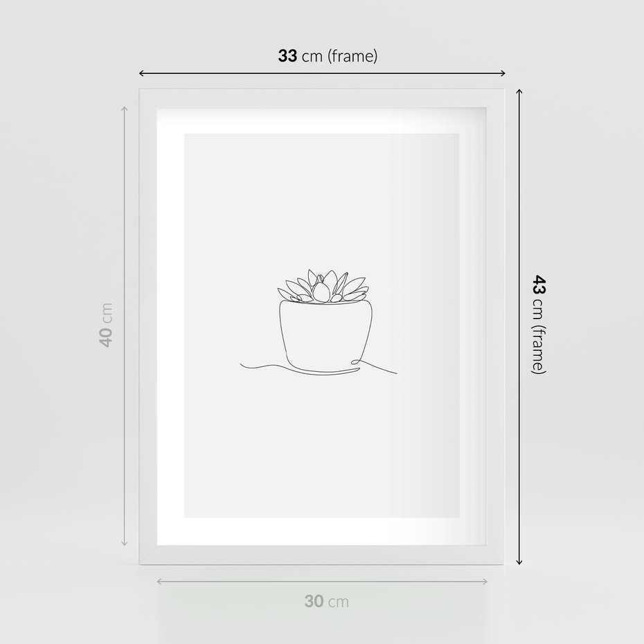 Plakat w ramie 30x40 - Rozkwitające Echa - szkic, minimalizm - rama biała