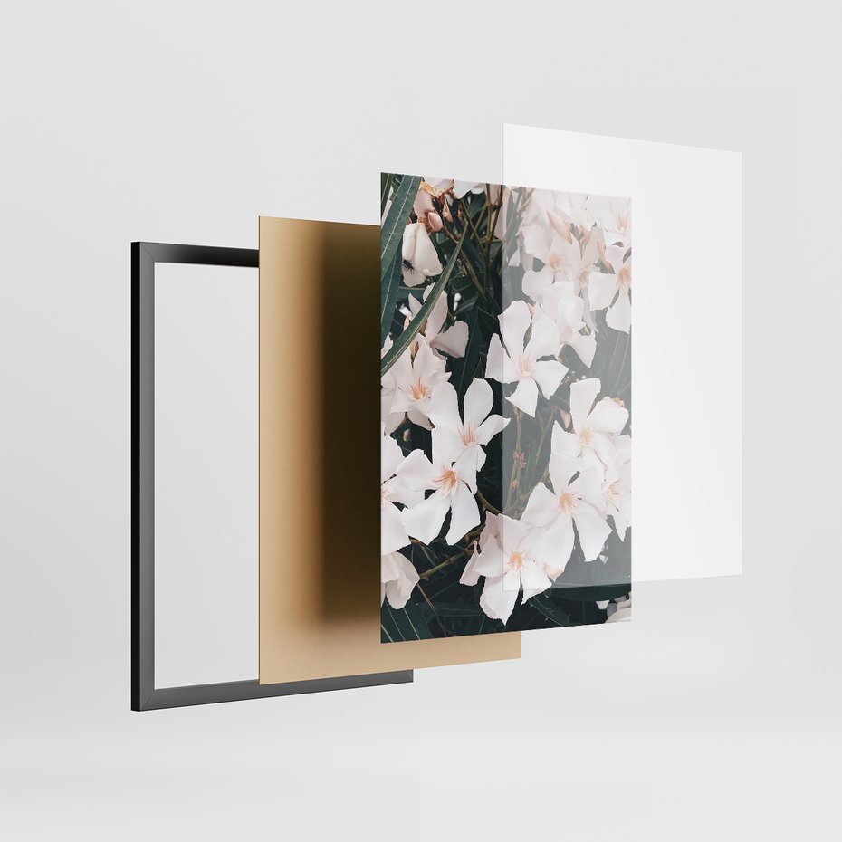 Zestaw obrazy w ramie 50x70 galeria - Kwiaty, perfumy, salon, sypialnia - rama czarna