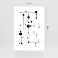 Plakat bez ramy 21x30 - Nocne Zawirowania - abstrakcyjny plakat, czarne kropki i kreski