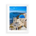 Plakat w ramie 50x70 - Urokliwy widok na Santorini - Santorini, widok - rama biała