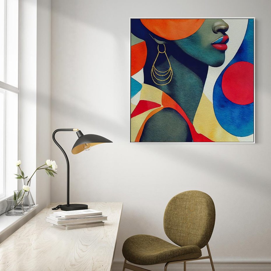 Obraz w ramie 80x80 - Kolory Kobiety - mural, abstrakcja - rama biała