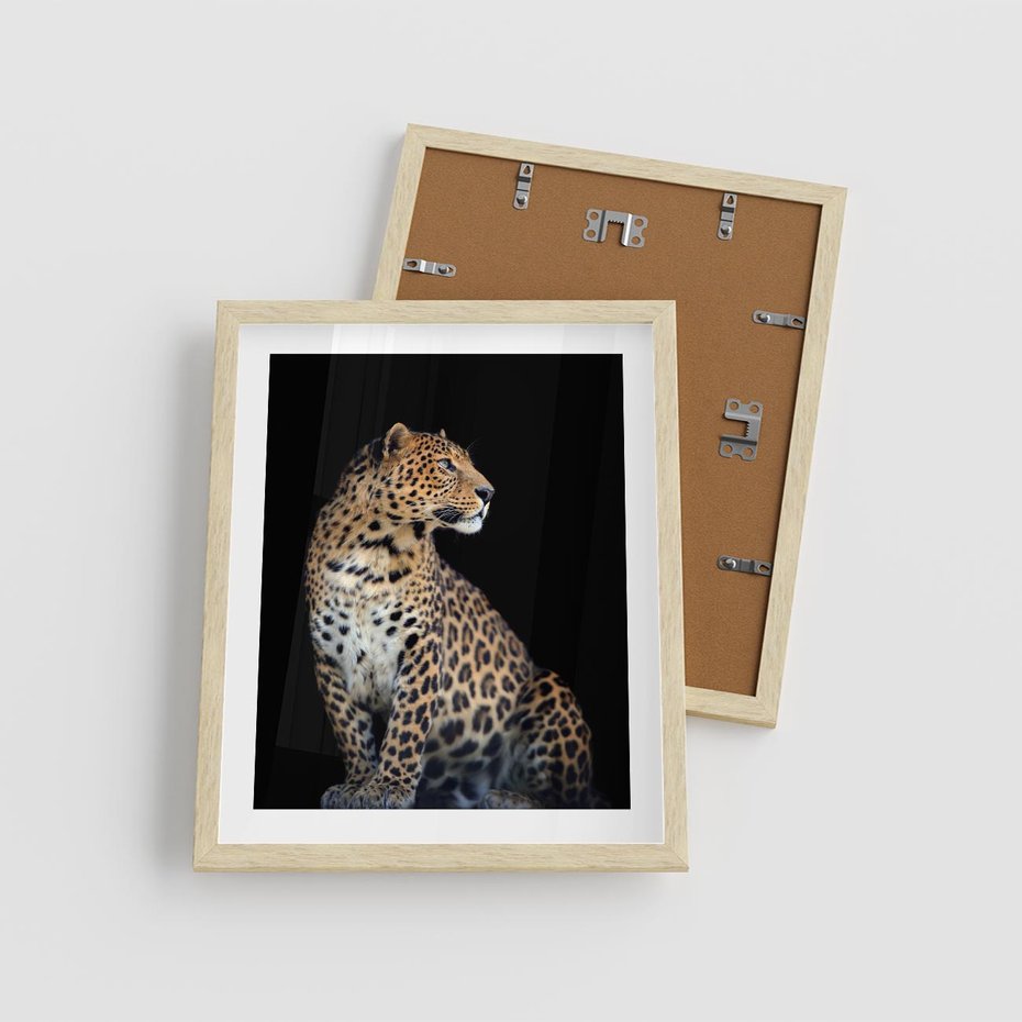 Plakat w ramie 40x50 - Elegancja Jaguarowej Pantery - jaguar, pantera - rama drewno