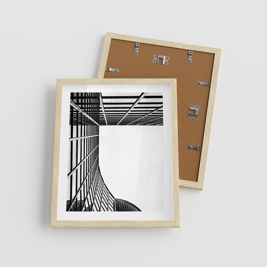 Plakat w ramie 40x50 - Minimalizm Wysokości - architektura, czarno białe zdjęcie - rama drewno