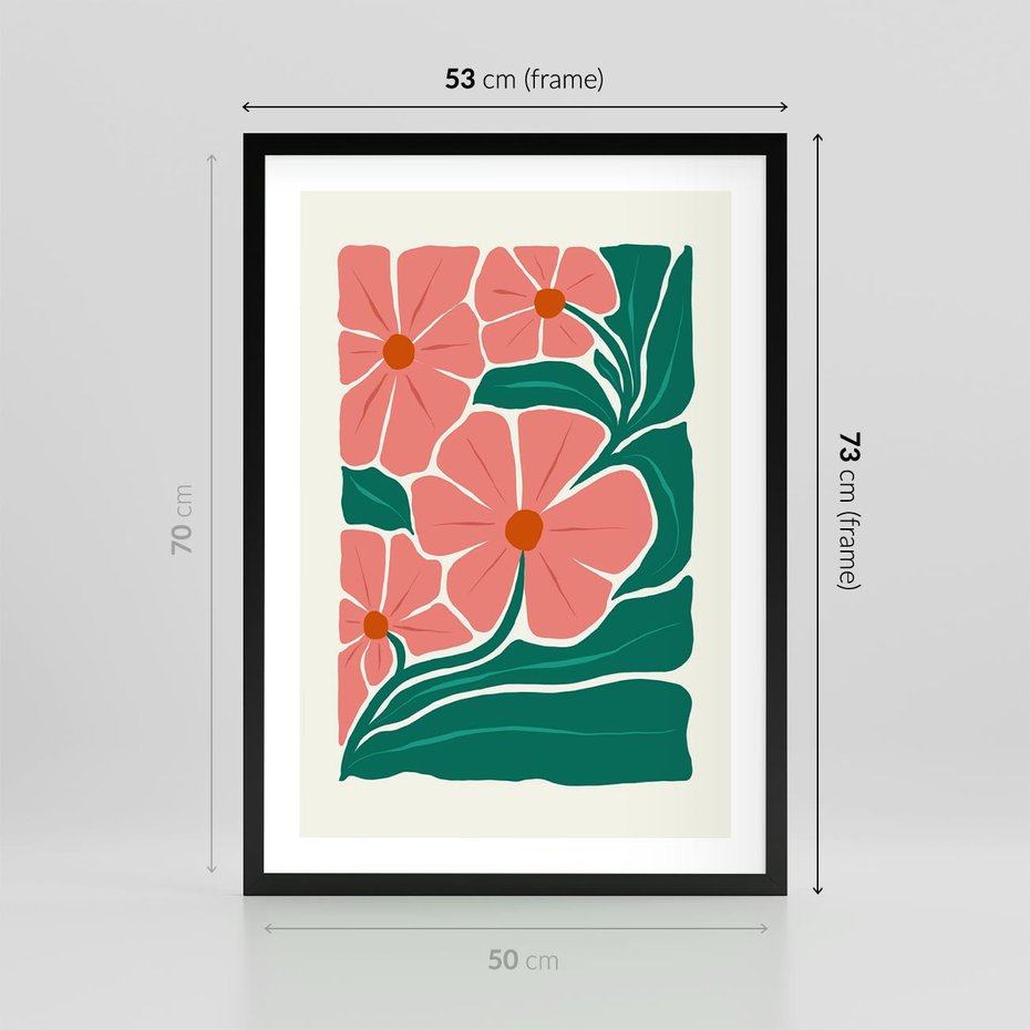 Plakat w ramie 50x70 - Energiczne Opowieści - kwiaty, sztuka nowoczesna - rama czarna